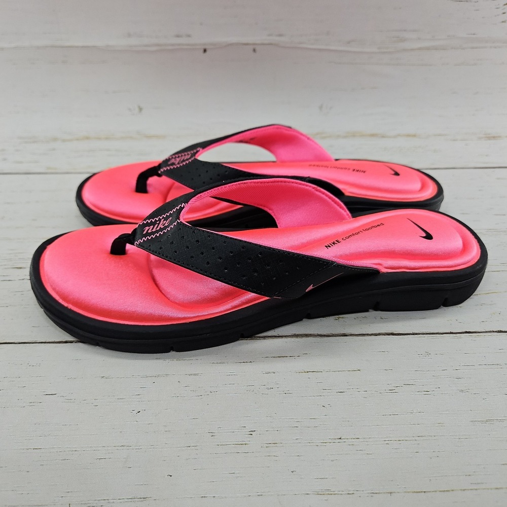 Nike Comfort Footbed Womens Size 10 Black Pink Thong Flip Flops Sandals - Picture 3 of 10